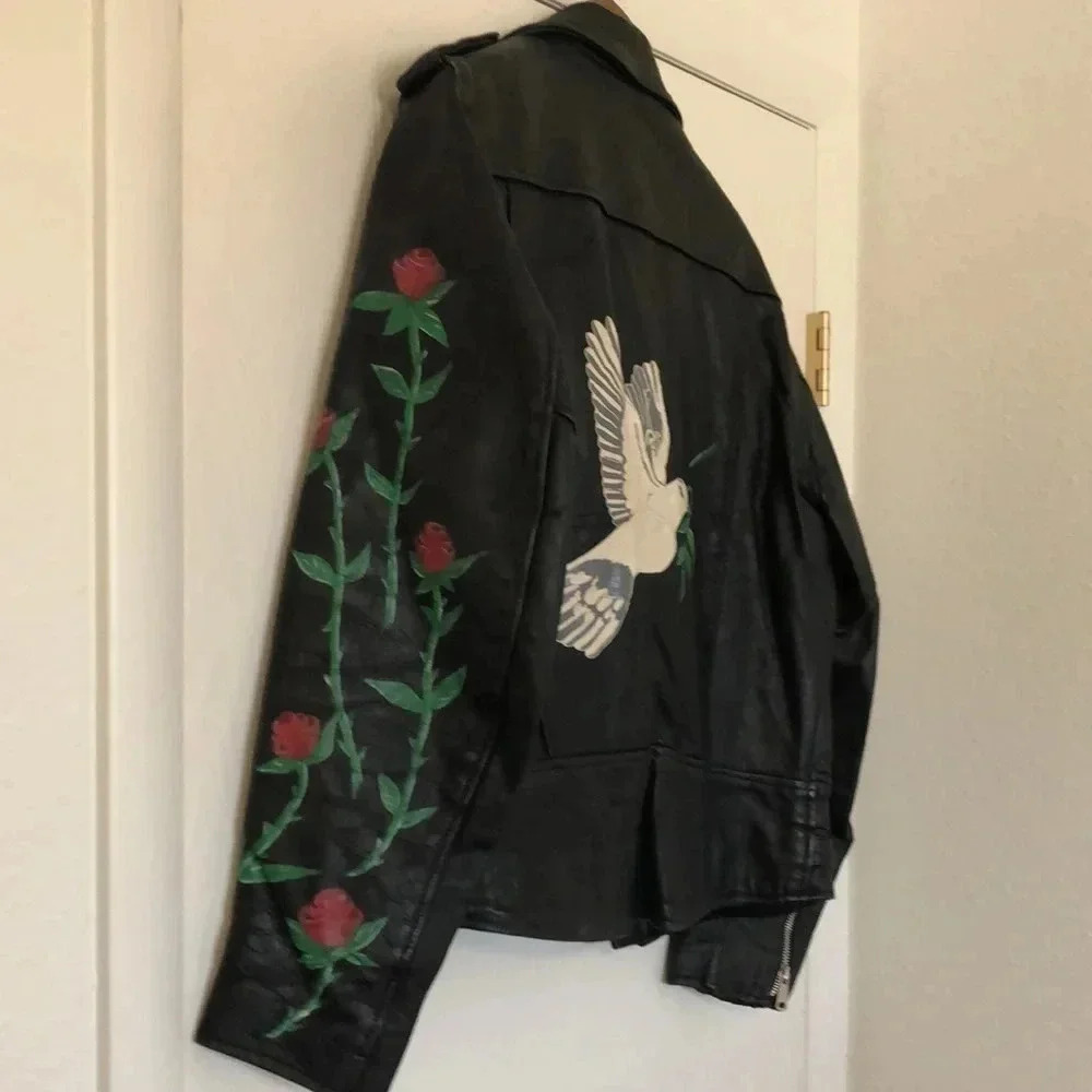 Vintage 1990s Hand painted leather jacket